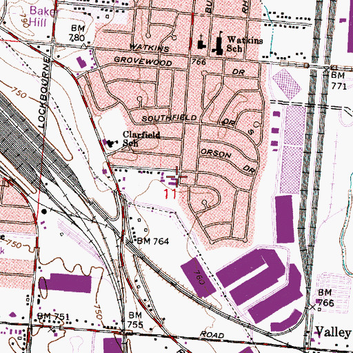 Topographic Map of Southfield Missionary Baptist Church, OH