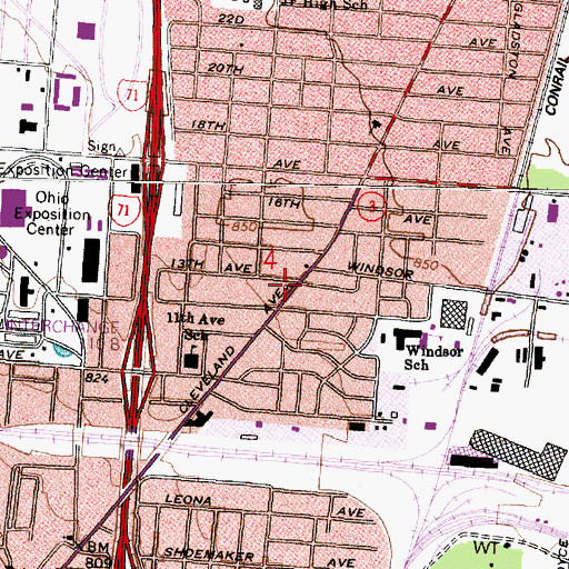 Topographic Map of Travelers Rest Baptist Church, OH