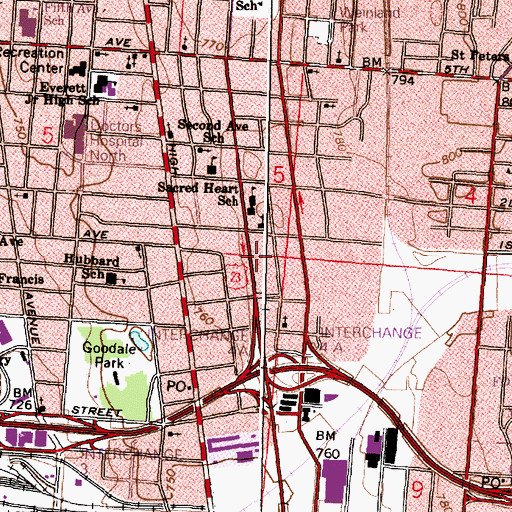 Topographic Map of Trinity Pentecostal Church of Christ, OH