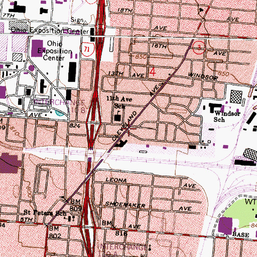 Topographic Map of Unified Interdenominational Church of Christ, OH