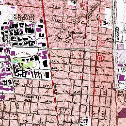 Topographic Map of University Lutheran Chapel, OH