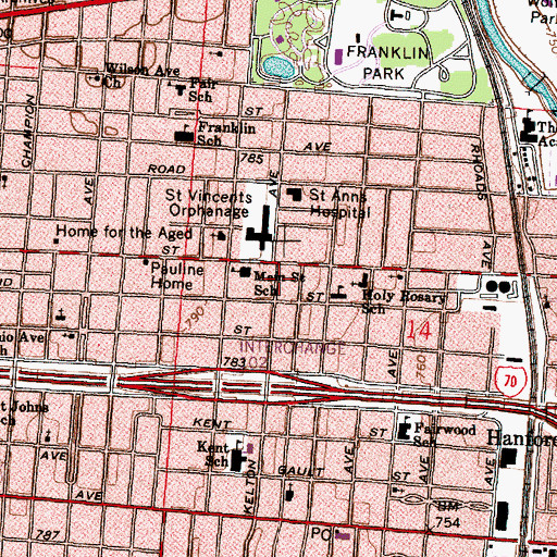 Topographic Map of Upper Room Church of God, OH