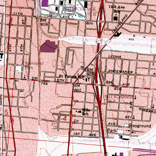 Topographic Map of Way of Holiness Church, OH