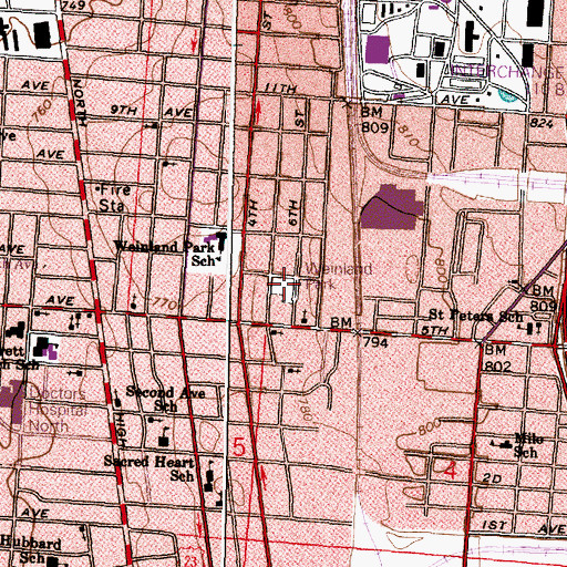 Topographic Map of Weinland Park, OH