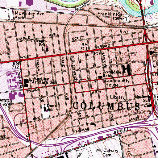 Topographic Map of Westside Baptist Church, OH