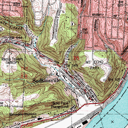 Topographic Map of Delhi Christian Church, OH