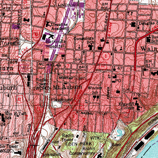 Topographic Map of Emmanuel Baptist Church, OH