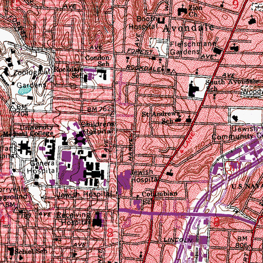 Topographic Map of Emmanuel Church of God in Christ, OH