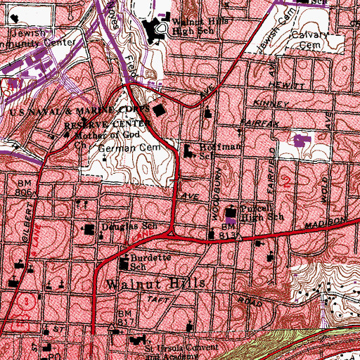 Topographic Map of First Antioch Baptist Church, OH