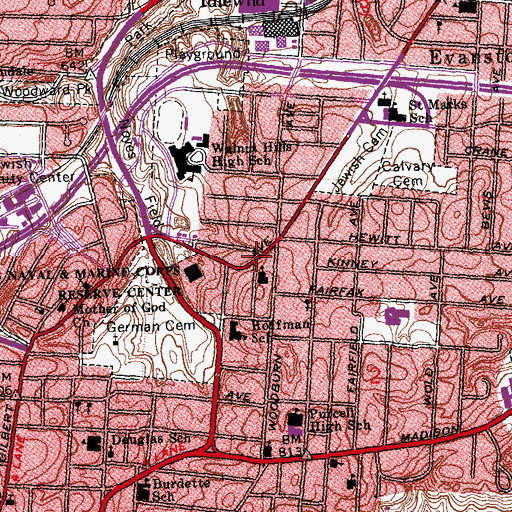 Topographic Map of First Intra Light Baptist Church, OH