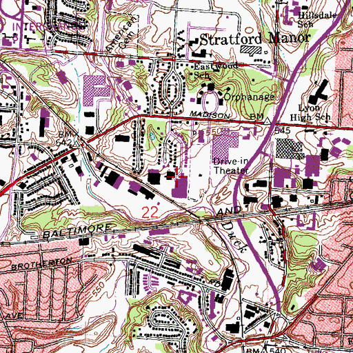 Topographic Map of First New Light Baptist Church, OH