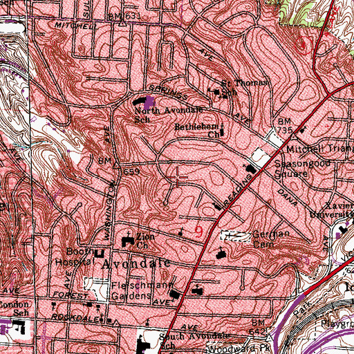 Topographic Map of First New Shiloh Baptist Church, OH