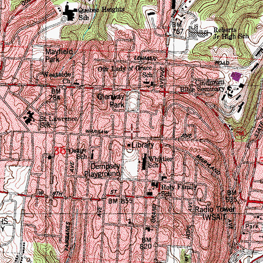 Topographic Map of Gods Baptist Temple, OH