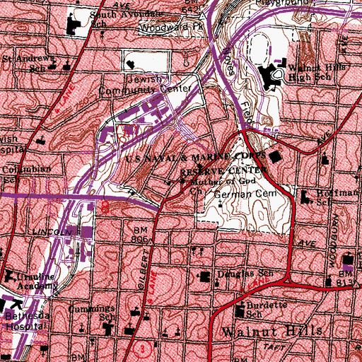 Topographic Map of House of God Assemble of Yaheveh, OH