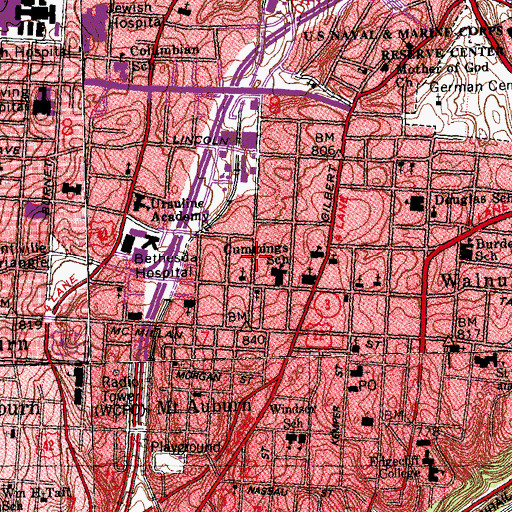 Topographic Map of Kings Highway Baptist Church, OH