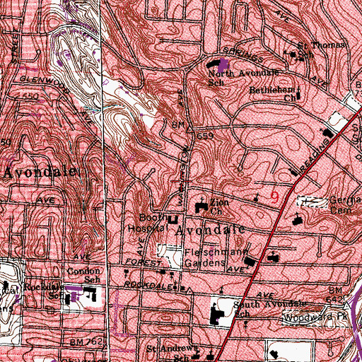 Topographic Map of Lighthouse Temple of Jesus of Apostolic Faith, OH