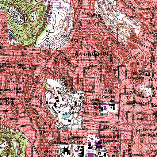 Topographic Map of Macedonia Baptist Church of Avondale, OH