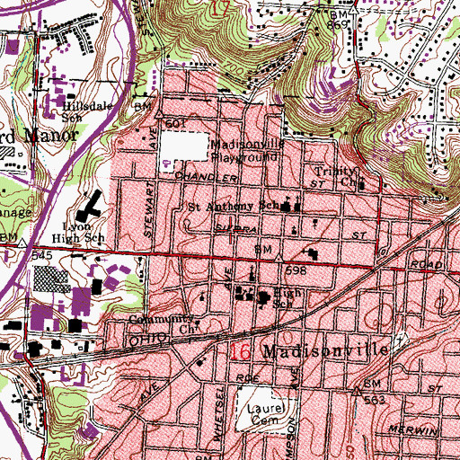 Topographic Map of Madisonville Senior Citizens Center, OH