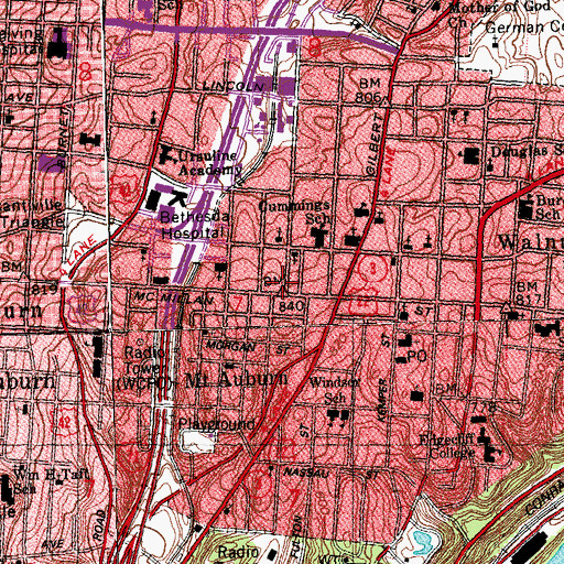 Topographic Map of Mount Olive Church of God in Christ, OH