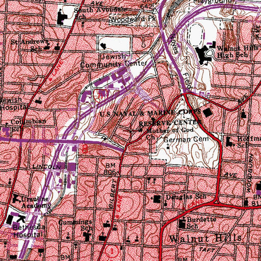 Topographic Map of Mount Zion United Methodist Church, OH