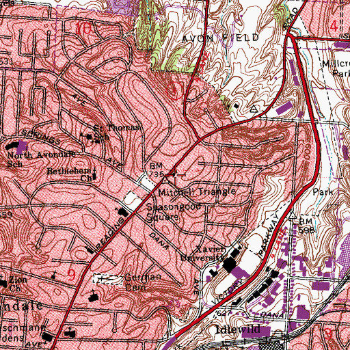 Topographic Map of North Avondale Synagogue, OH