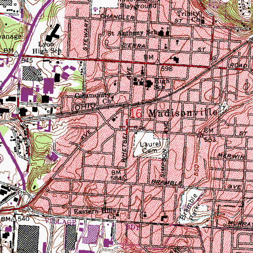 Topographic Map of Second Baptist Church, OH