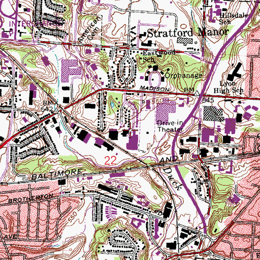 Topographic Map of Temple of Hope God in Christ Church, OH