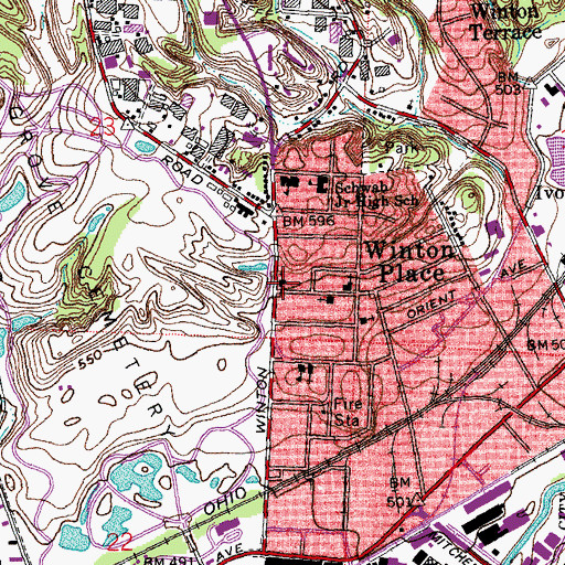 Topographic Map of Trinity Baptist Church, OH
