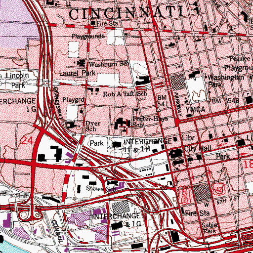 Topographic Map of Memorial Baptist Church, OH