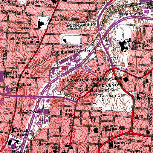 Topographic Map of New Temple Missionary Baptist Church, OH