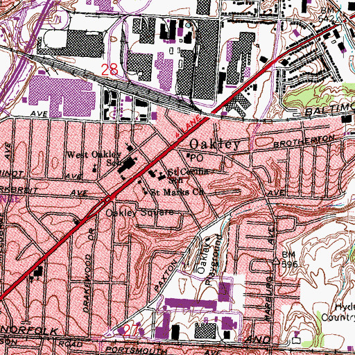 Topographic Map of Oakley United Church of Christ, OH