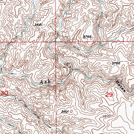 Topographic Map of Bates Canyon, AZ