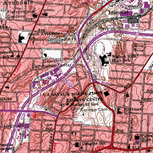 Topographic Map of Saint James Second Born Church of God, OH
