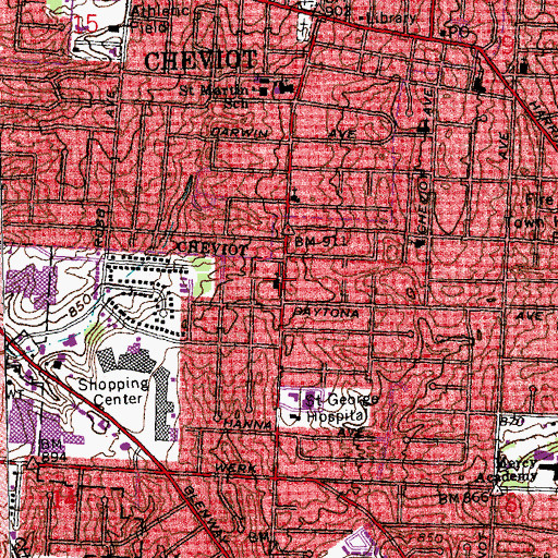 Topographic Map of Saint Lukes United Church of Christ, OH
