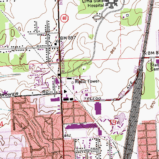Topographic Map of Allen County, OH