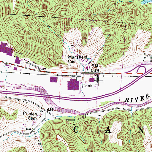 Topographic Map of Athens County, OH