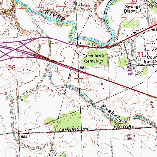 Topographic Map of Auglaize County, OH