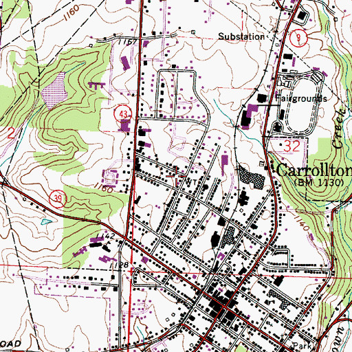 Topographic Map of Carroll County, OH