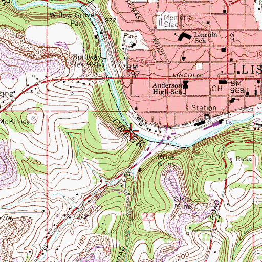 Topographic Map of Columbiana County, OH