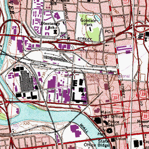 Topographic Map of Franklin County, OH