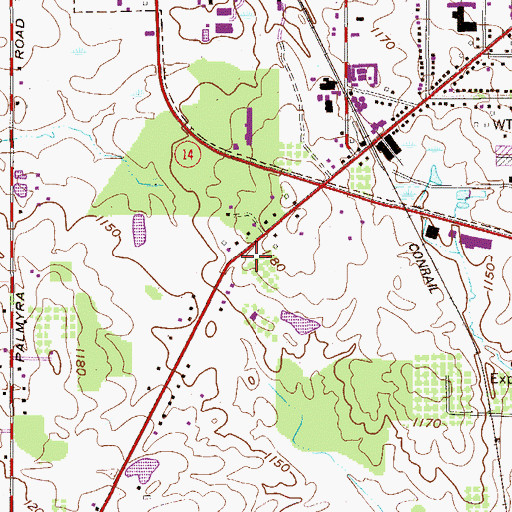 Topographic Map of Mahoning County, OH