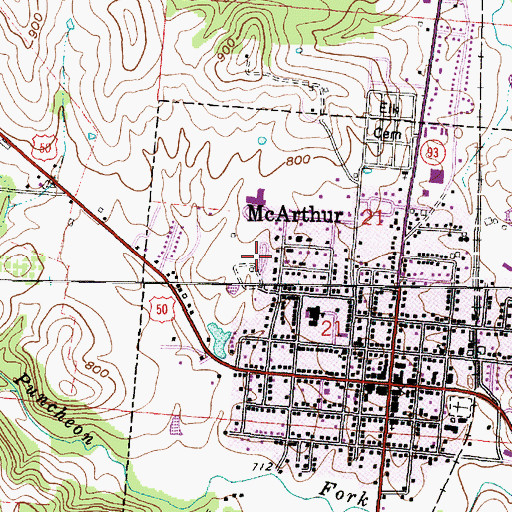 Topographic Map of Vinton County, OH