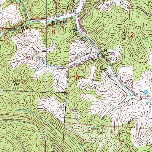 Topographic Map of Washington County, OH