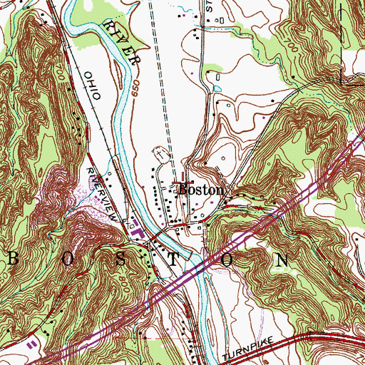 Topographic Map of Boston Lock, OH