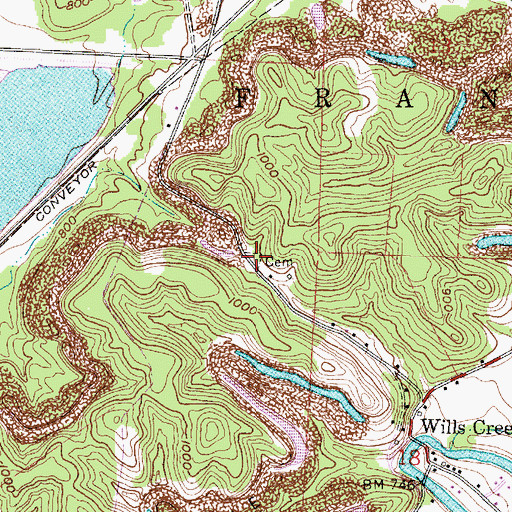 Topographic Map of Bethany Cemetery, OH
