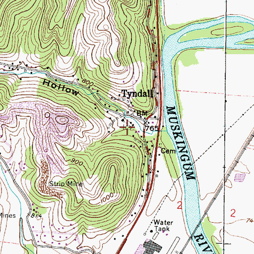 Topographic Map of Tyndall Cemetery, OH