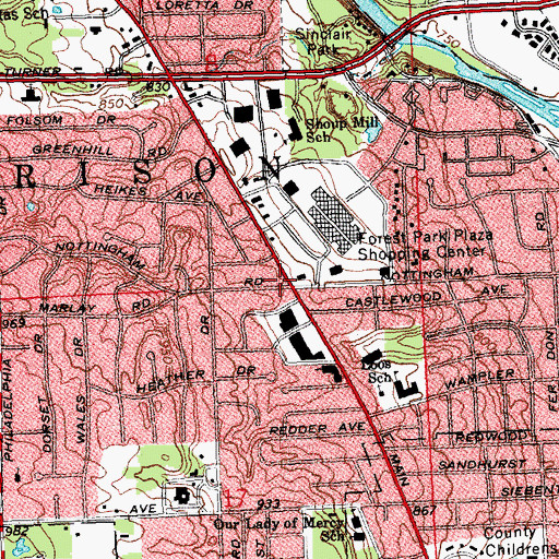 Topographic Map of Forest Park Elementary School (historical), OH