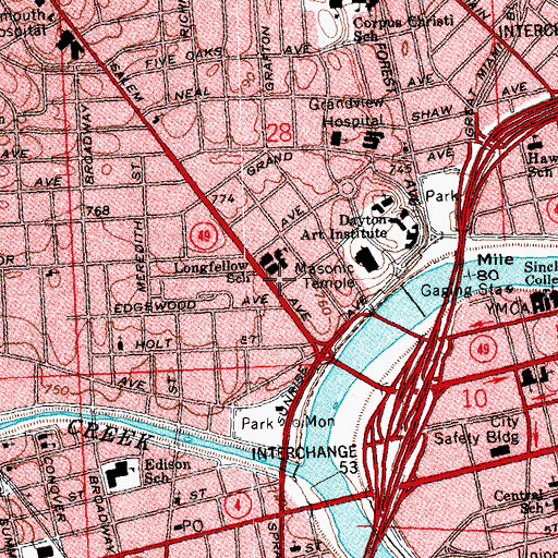 Topographic Map of Kennedy Elementary School (historical), OH