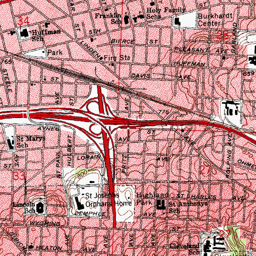 Topographic Map of McKinley Elementary School (historical), OH