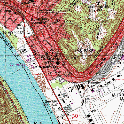 Topographic Map of Revival Church of God, OH